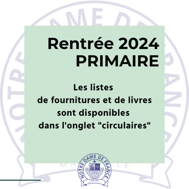 PRIMAIRE - Rentrée 2024