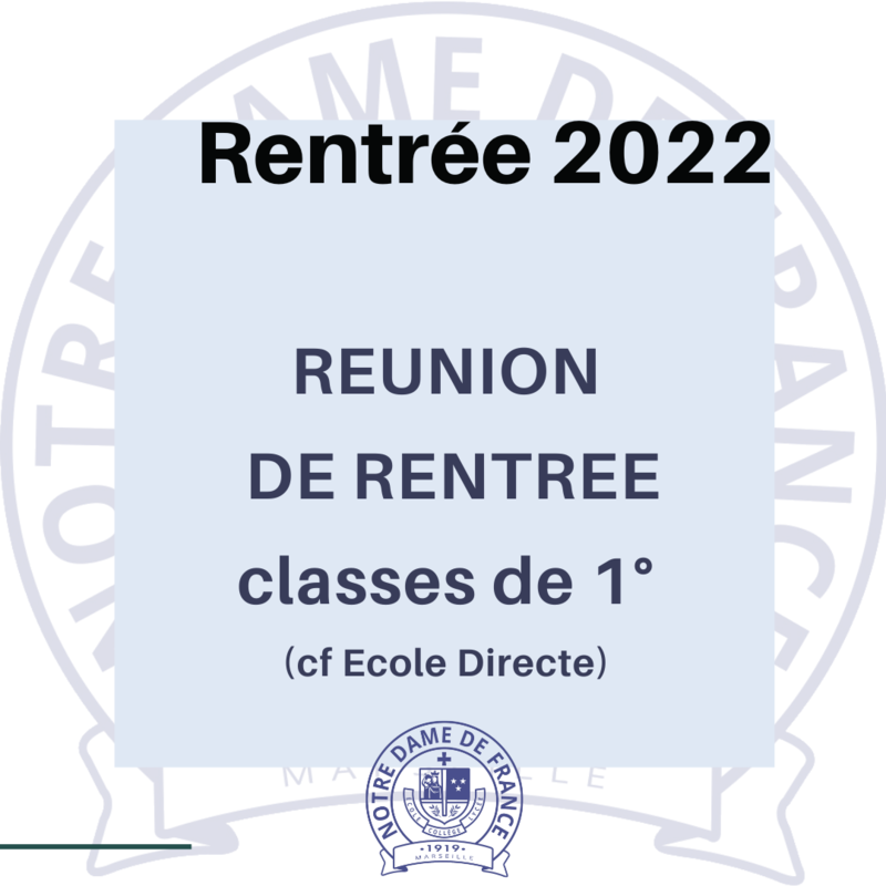 Réunion de rentrée - 1°