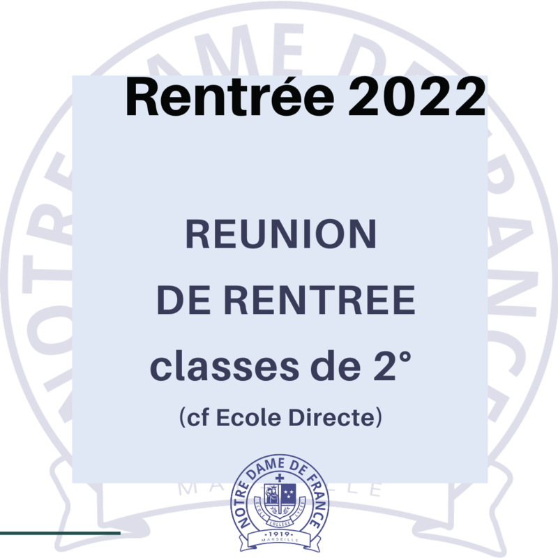 Réunion de rentrée - 2°