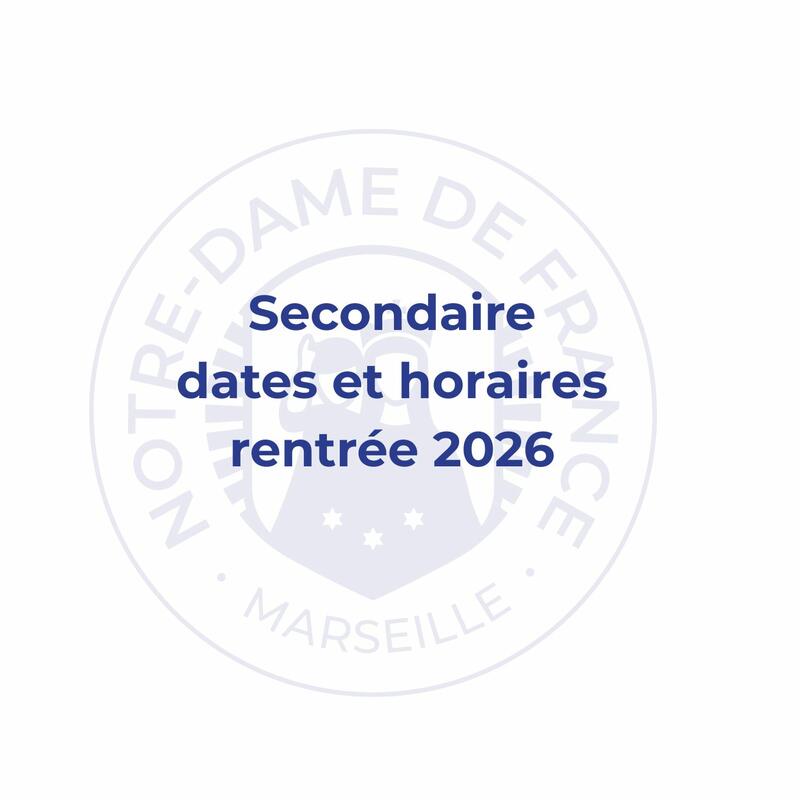 SECONDAIRE - dates et horaires rentrée 2026